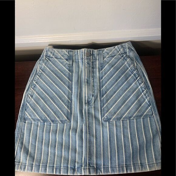 AGAdriano Goldschmidt Women’s Lana striped denim mini skirt size 26 NWT